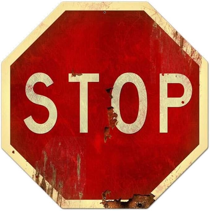 Stop Sign Retro Rustic Metal Tin