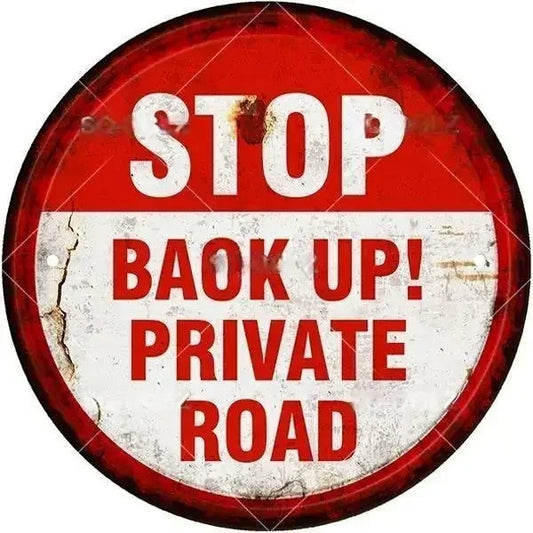 STOP Warning Round Garage Vintage Metal Sign | Each Plate