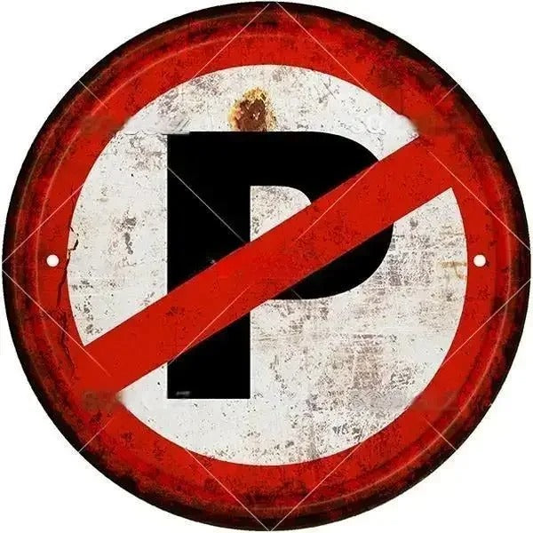 STOP Warning Round Garage Vintage Metal Sign | Each Plate
