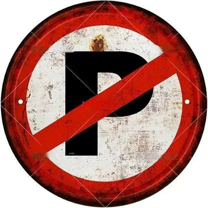 STOP Warning Round Garage Vintage Metal Sign | Each Plate