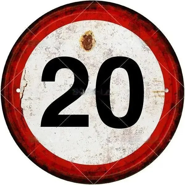 STOP Warning Round Garage Vintage Metal Sign | Each Plate