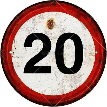 STOP Warning Round Garage Vintage Metal Sign | Each Plate