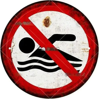 STOP Warning Round Garage Vintage Metal Sign | Each Plate