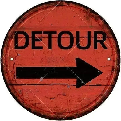 STOP Warning Round Garage Vintage Metal Sign | Each Plate
