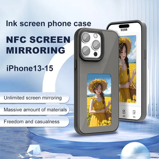 NFC iphone case E-ink screen four colors Image Transmission For Iphone 15 14 13 Pro Max DIY Cases Battery Free