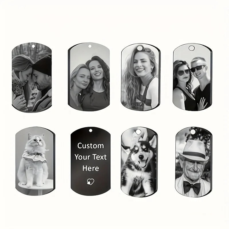 Personalized Photo Keychain for Men Custom Text Dog Tag Gift for Family Couples Boyfriend Girlfriend