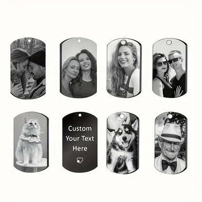 Personalized Photo Keychain for Men Custom Text Dog Tag Gift for Family Couples Boyfriend Girlfriend