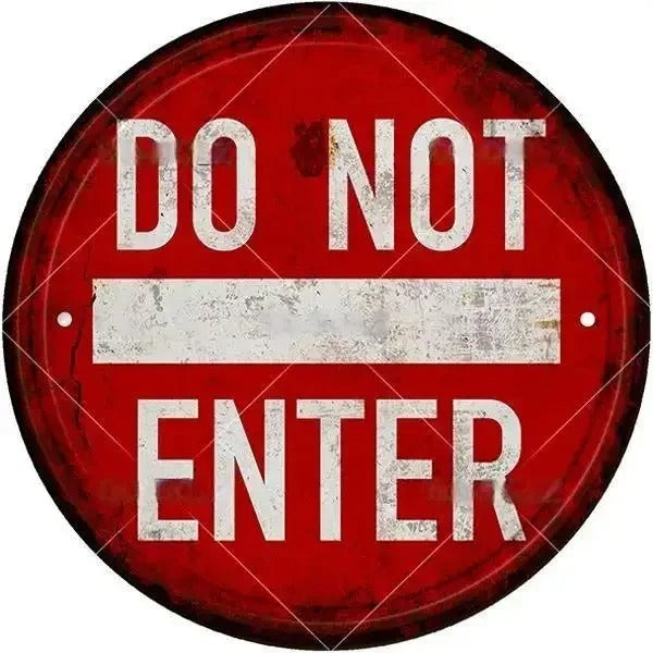 STOP Warning Round Garage Vintage Metal Sign | Each Plate