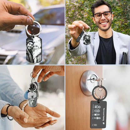 Personalized Photo Keychain for Men Custom Text Dog Tag Gift for Family Couples Boyfriend Girlfriend