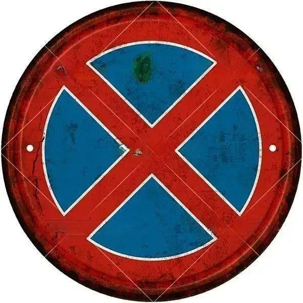 STOP Warning Round Garage Vintage Metal Sign | Each Plate