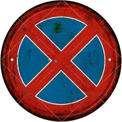 STOP Warning Round Garage Vintage Metal Sign | Each Plate