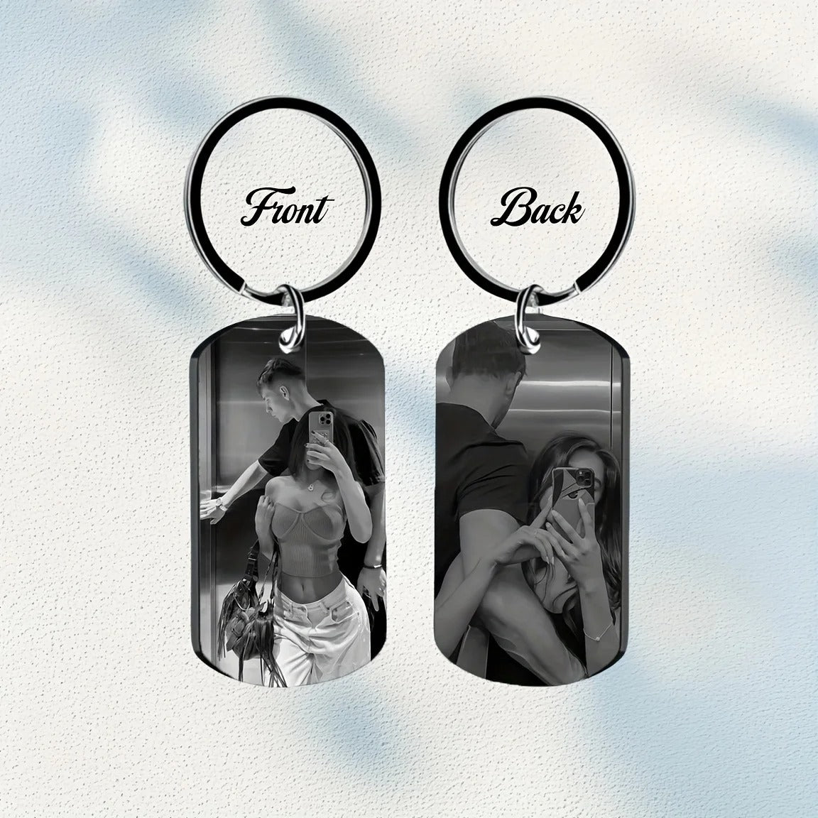 Personalized Photo Keychain for Men Custom Text Dog Tag Gift for Family Couples Boyfriend Girlfriend